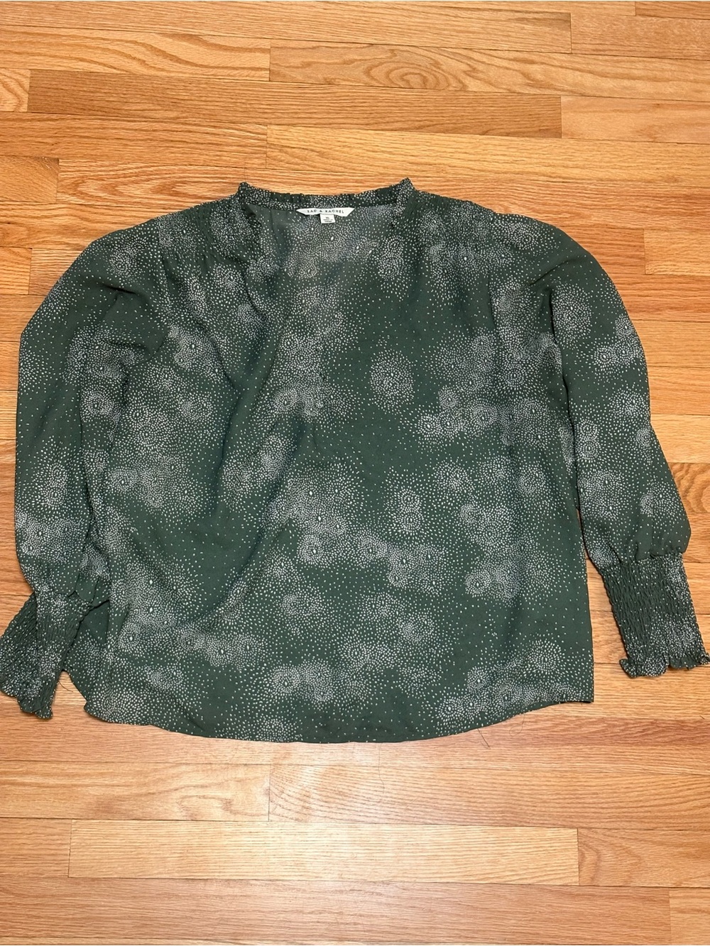 Zac & Rachel Forest Green Dot-Print Blouse
